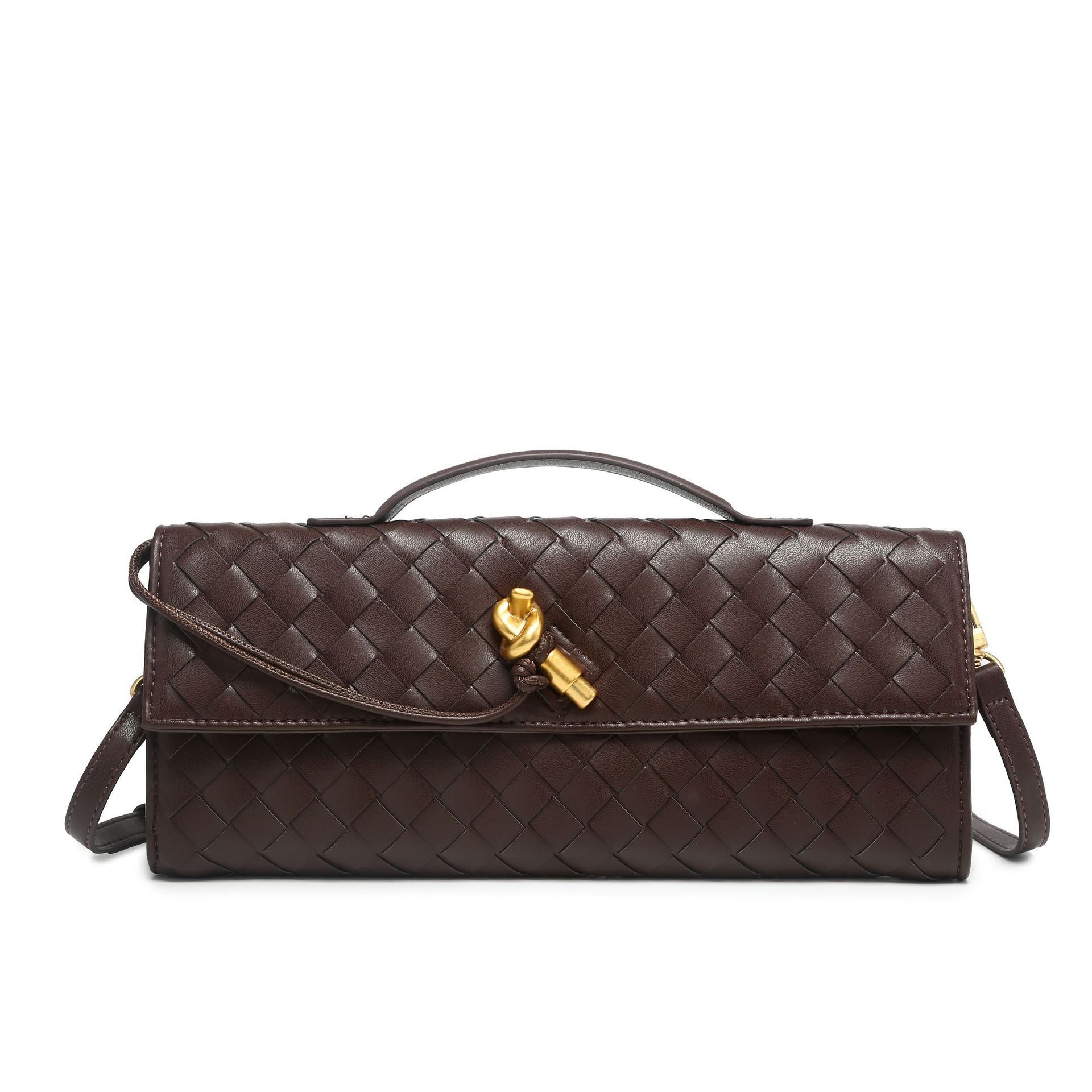 Andeamo Woven Leather Clutch Bag with Removable Shoulder Strap