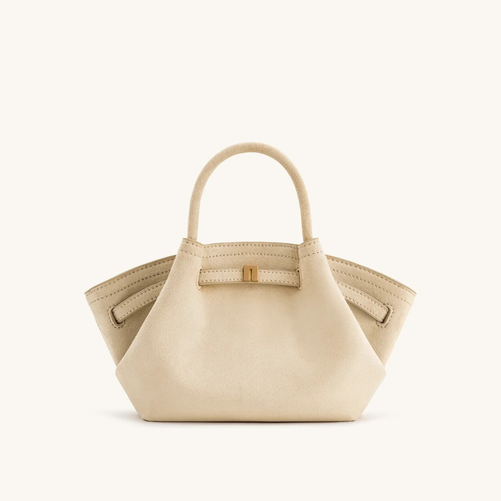 Luna Mini Faux Suede Tote Bag Compact Roomy Everyday Shoulder