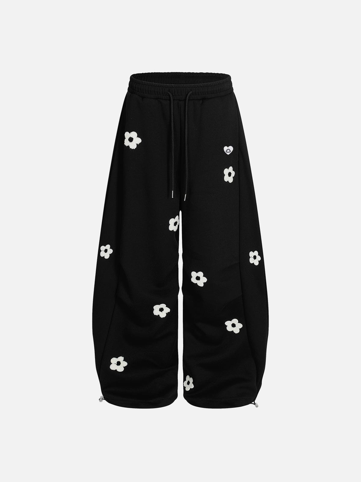 Floral Embroidery Baggy Barrel Sweatpants