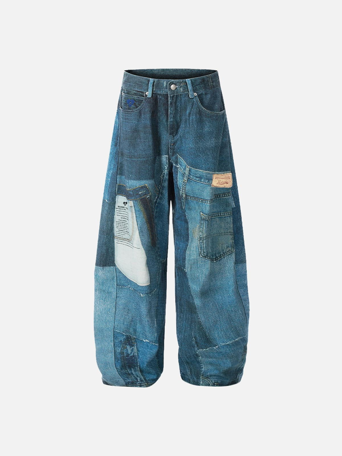 Illusion Denim Graphic Baggy Barrel Jeans