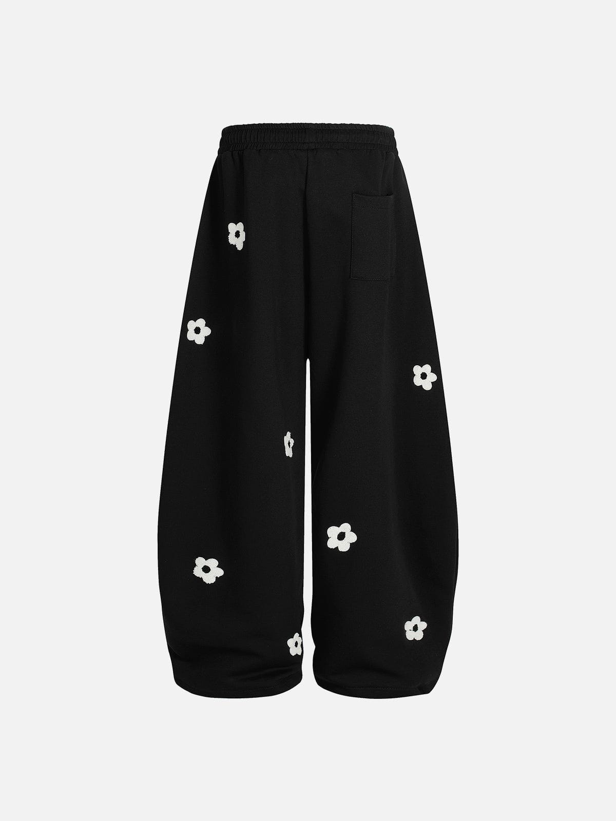 Floral Embroidery Baggy Barrel Sweatpants