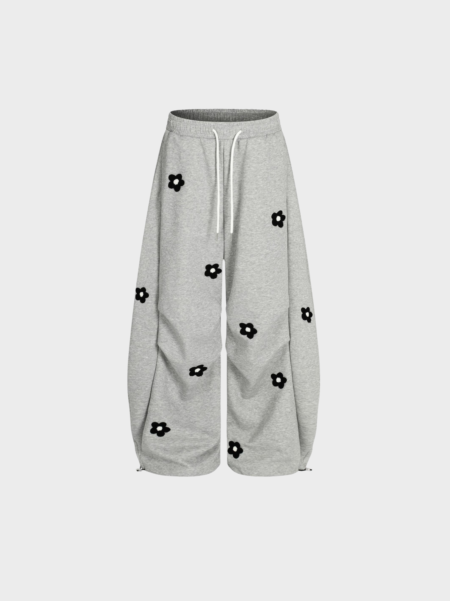 Embroidered Bloom Barrel Sweatpants
