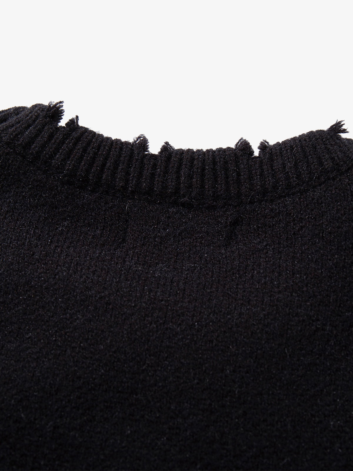 Hip-Hop Dark Skull Frayed-Edge Knit Sweater