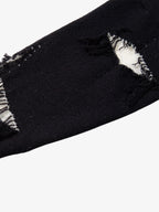 Hip-Hop Dark Skull Frayed-Edge Knit Sweater
