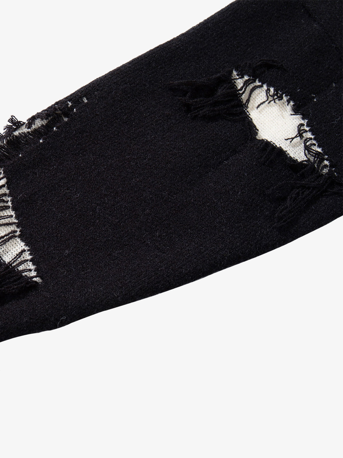 Hip-Hop Dark Skull Frayed-Edge Knit Sweater