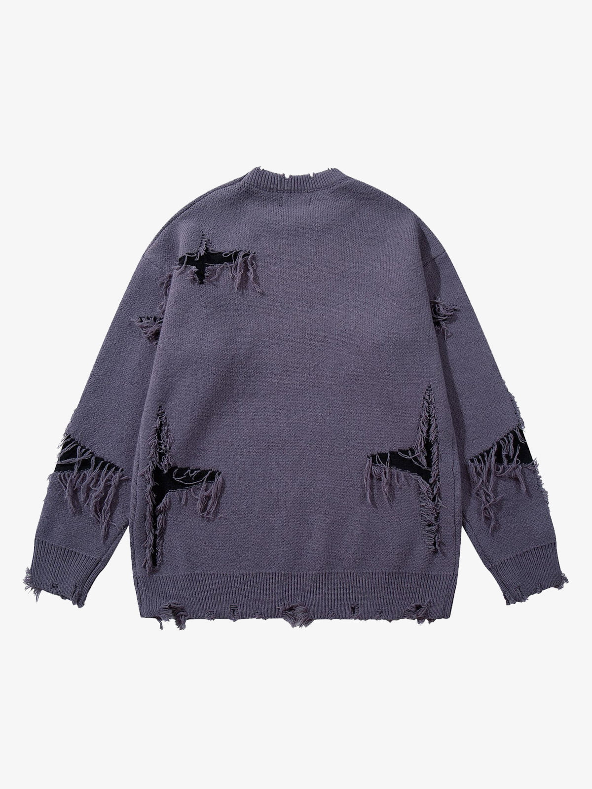Hip-Hop Dark Skull Frayed-Edge Knit Sweater