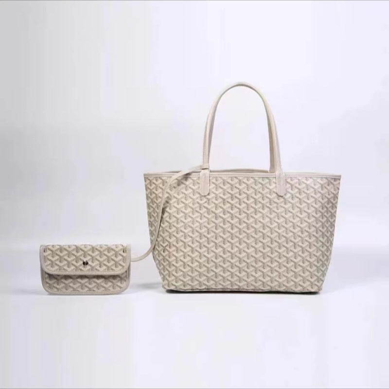 Élance Reversible Tote Bag Canvas with Leather Handles, Large