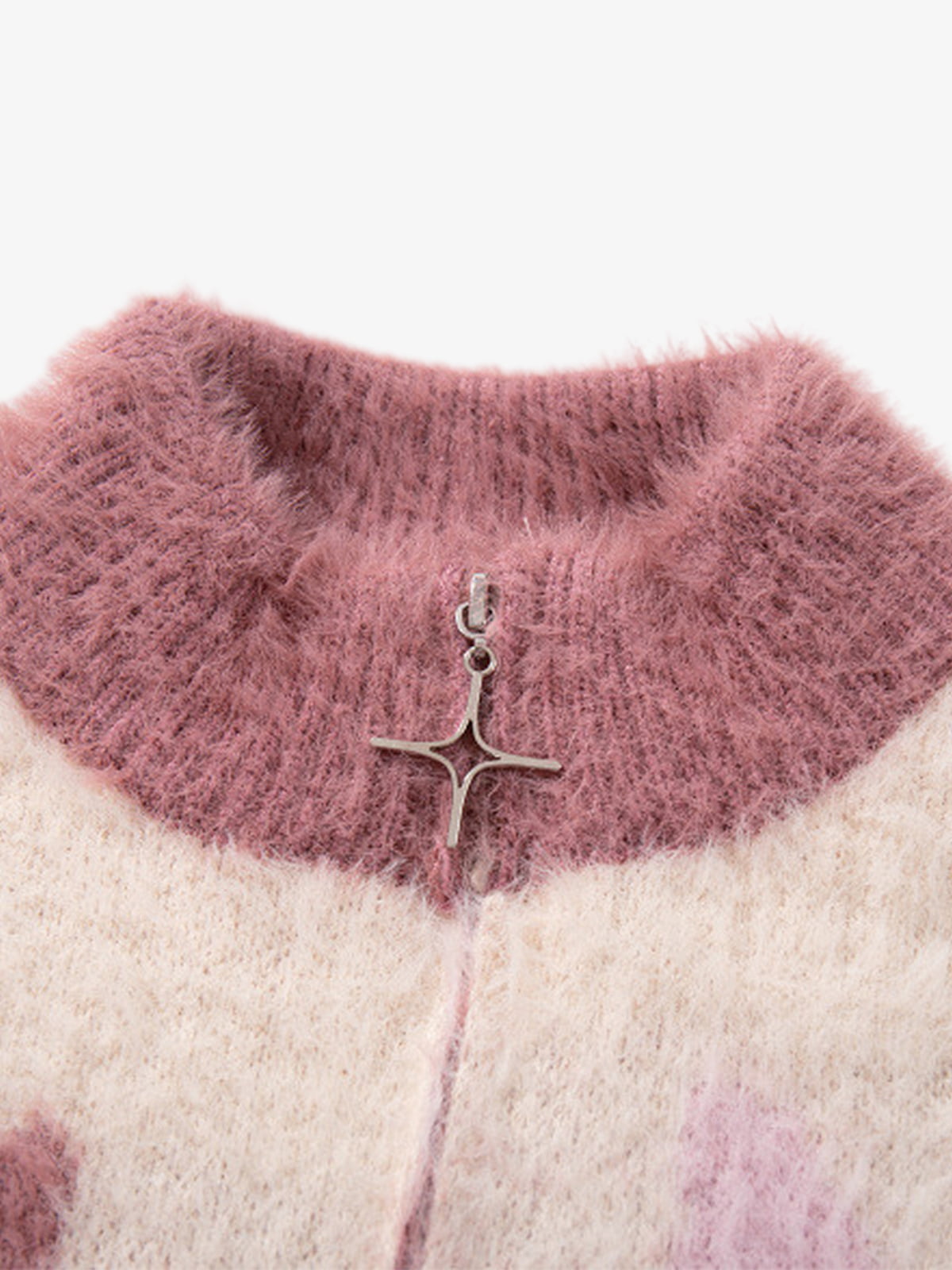 Contrast Stripe Butterfly Jacquard Half-zip Sweater