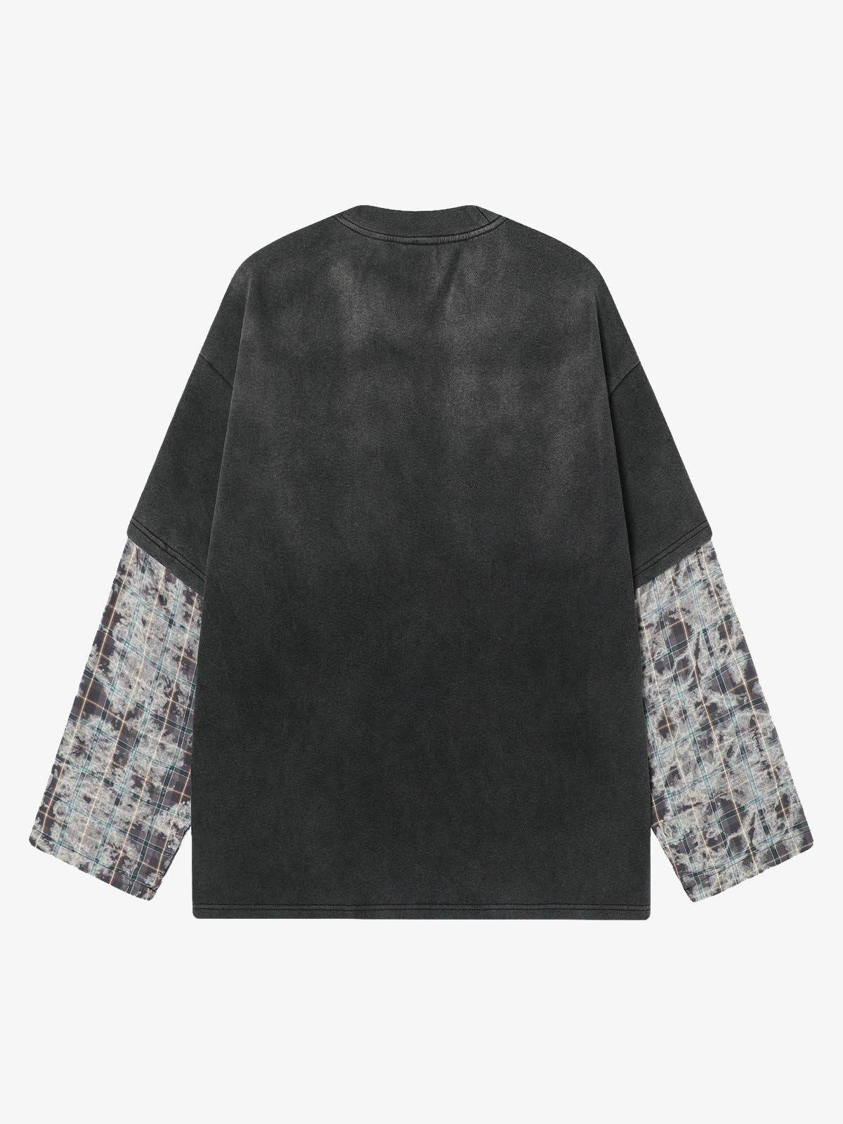 Washed Faux Two-Piece Racing Long Sleeve T-shirt