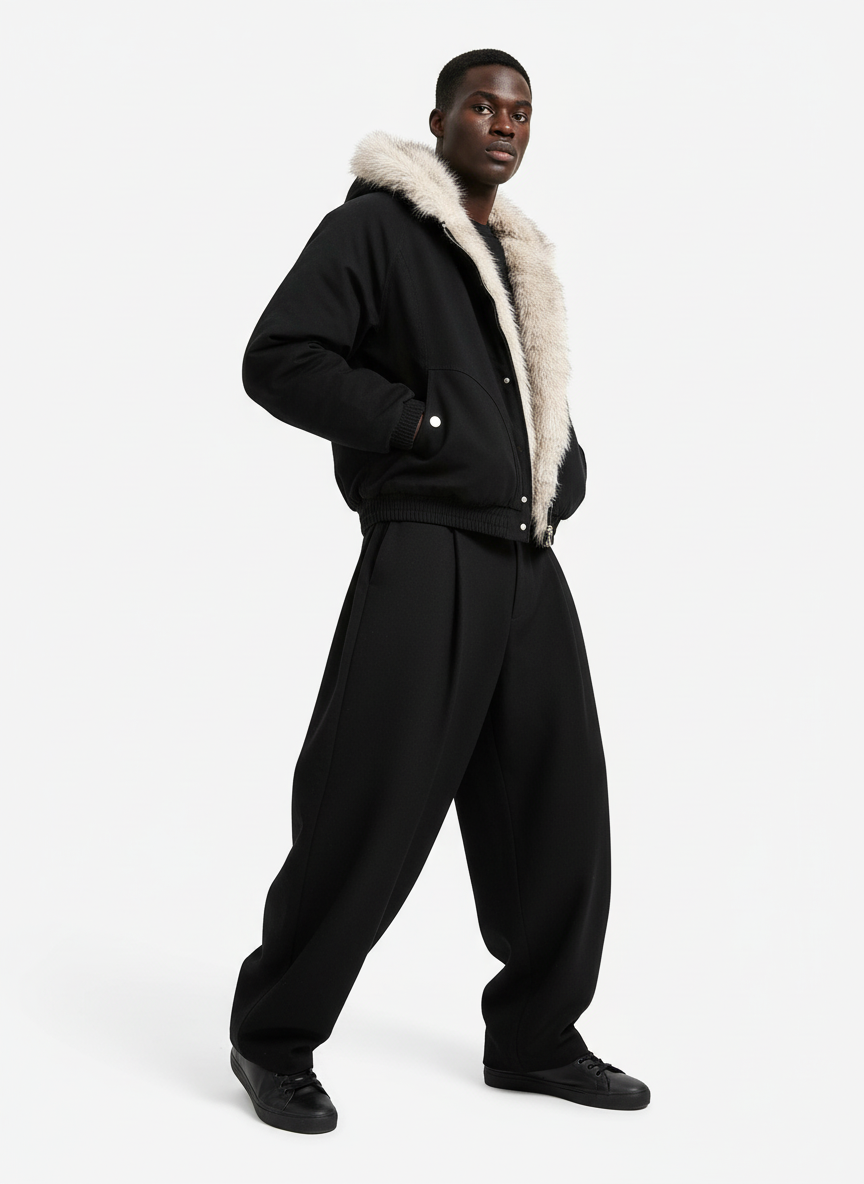 Spliced Fur Hooded Quilted Jacket