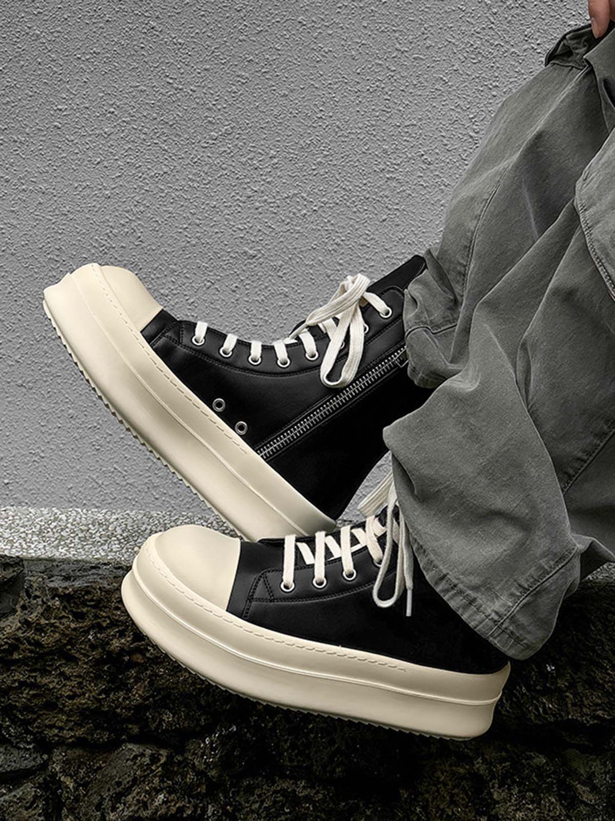 Rubber Sole High-Top Side Zipper Platform Sneakers