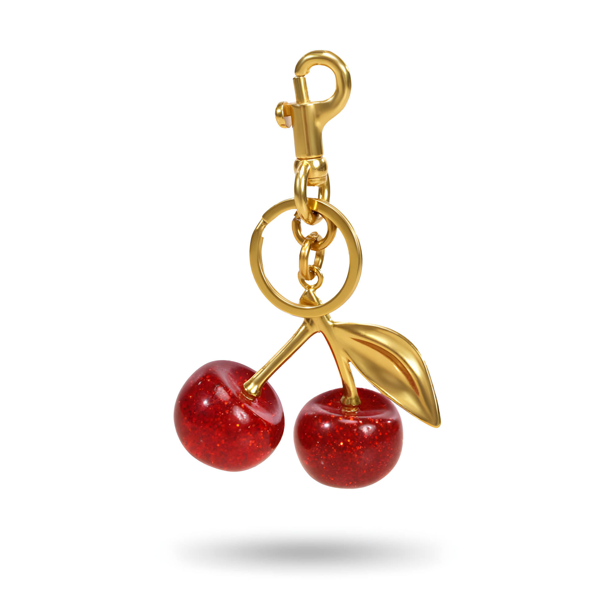 Red Cherry Leather Bag Charm Keychain Cute Fruit Pendant