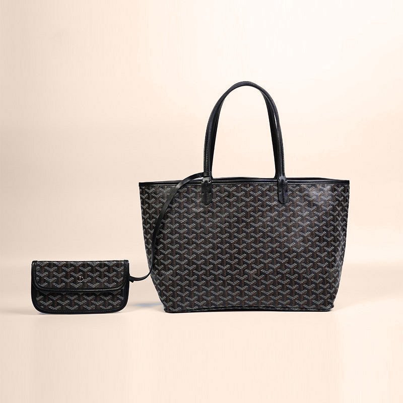 Élance Reversible Tote Bag Canvas with Leather Handles, Large