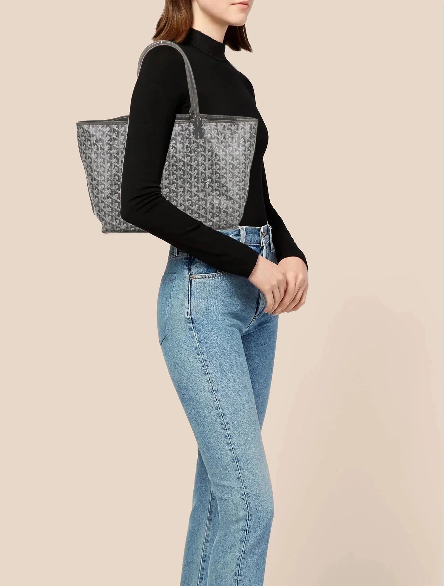 Élance Reversible Tote Bag Canvas with Leather Handles, Large