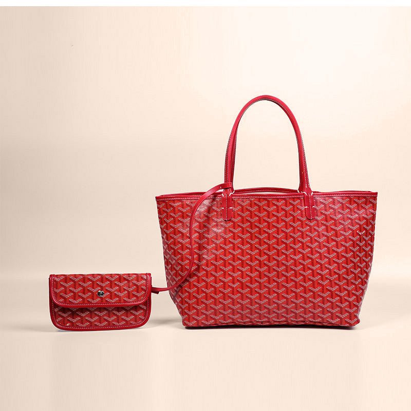 Élance Reversible Tote Bag Canvas with Leather Handles, Large