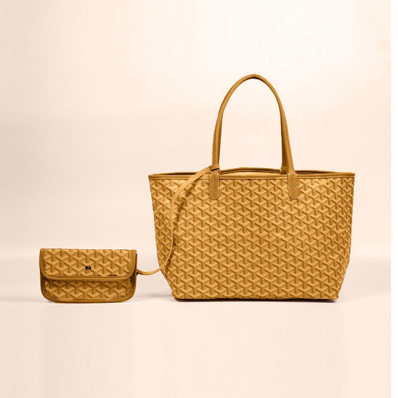 Élance Reversible Tote Bag Canvas with Leather Handles, Large