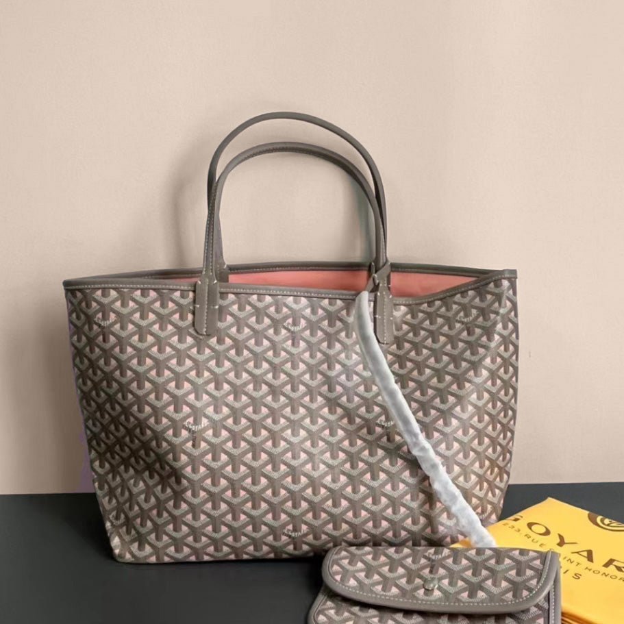 Élance Reversible Tote Bag Canvas with Leather Handles, Large
