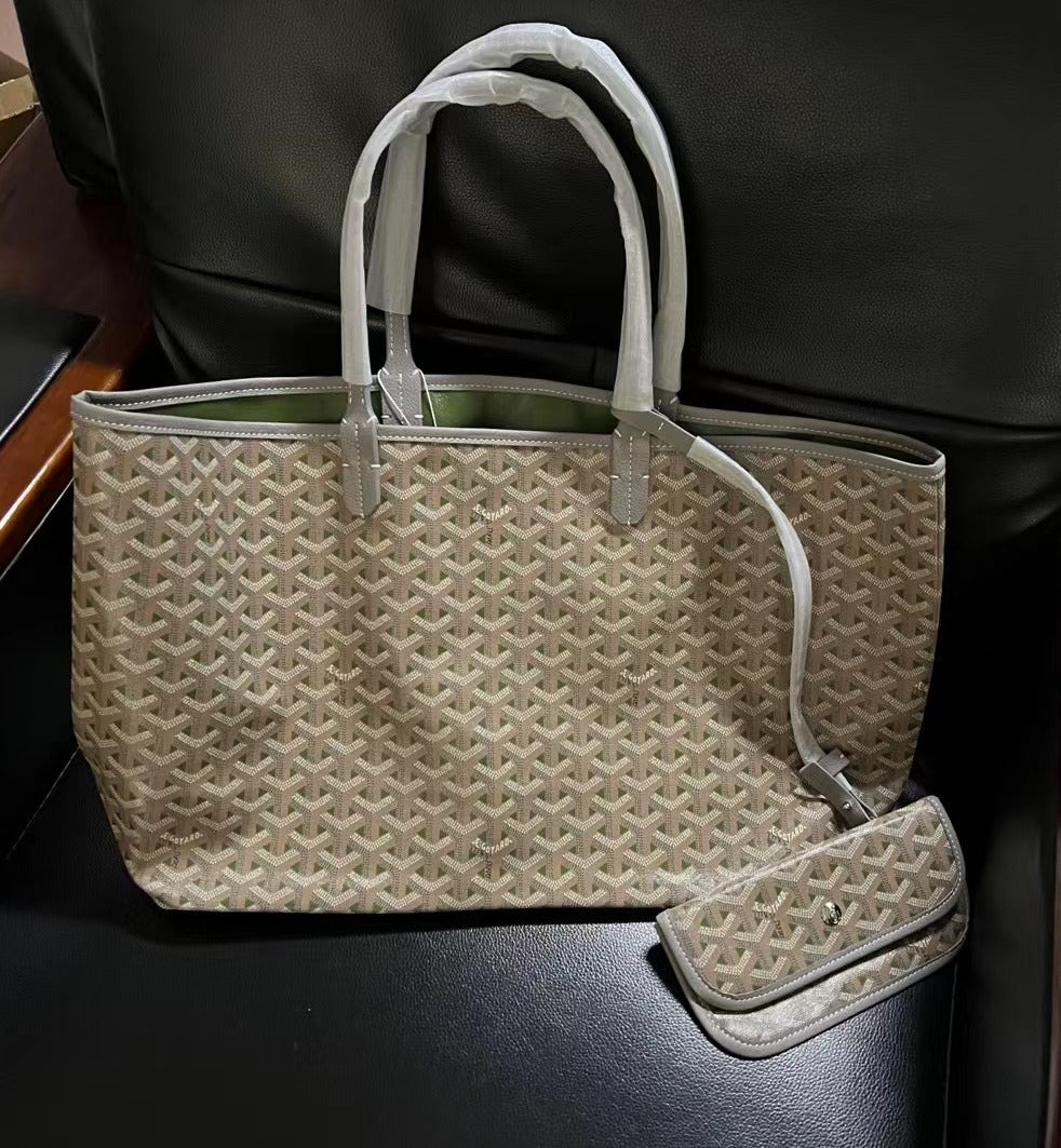 Élance Reversible Tote Bag Canvas with Leather Handles, Large