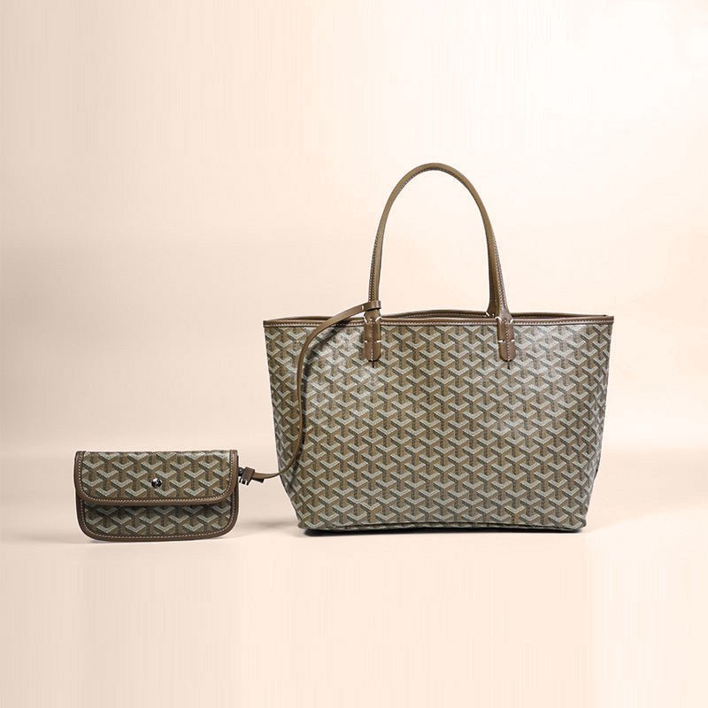 Élance Reversible Tote Bag Canvas with Leather Handles, Large